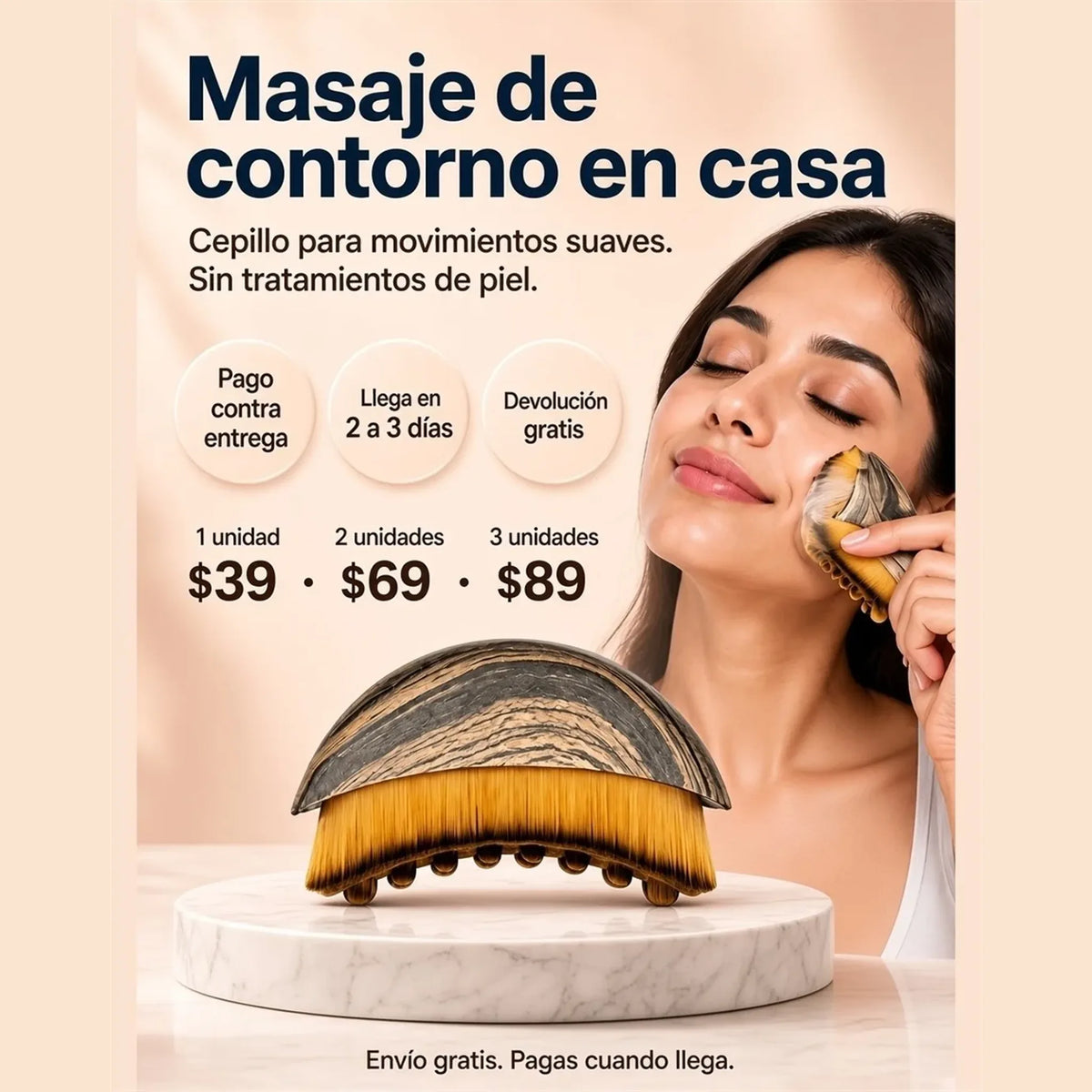 Masaje de contorno en casa. Cepillo Vitoviva Contorno.